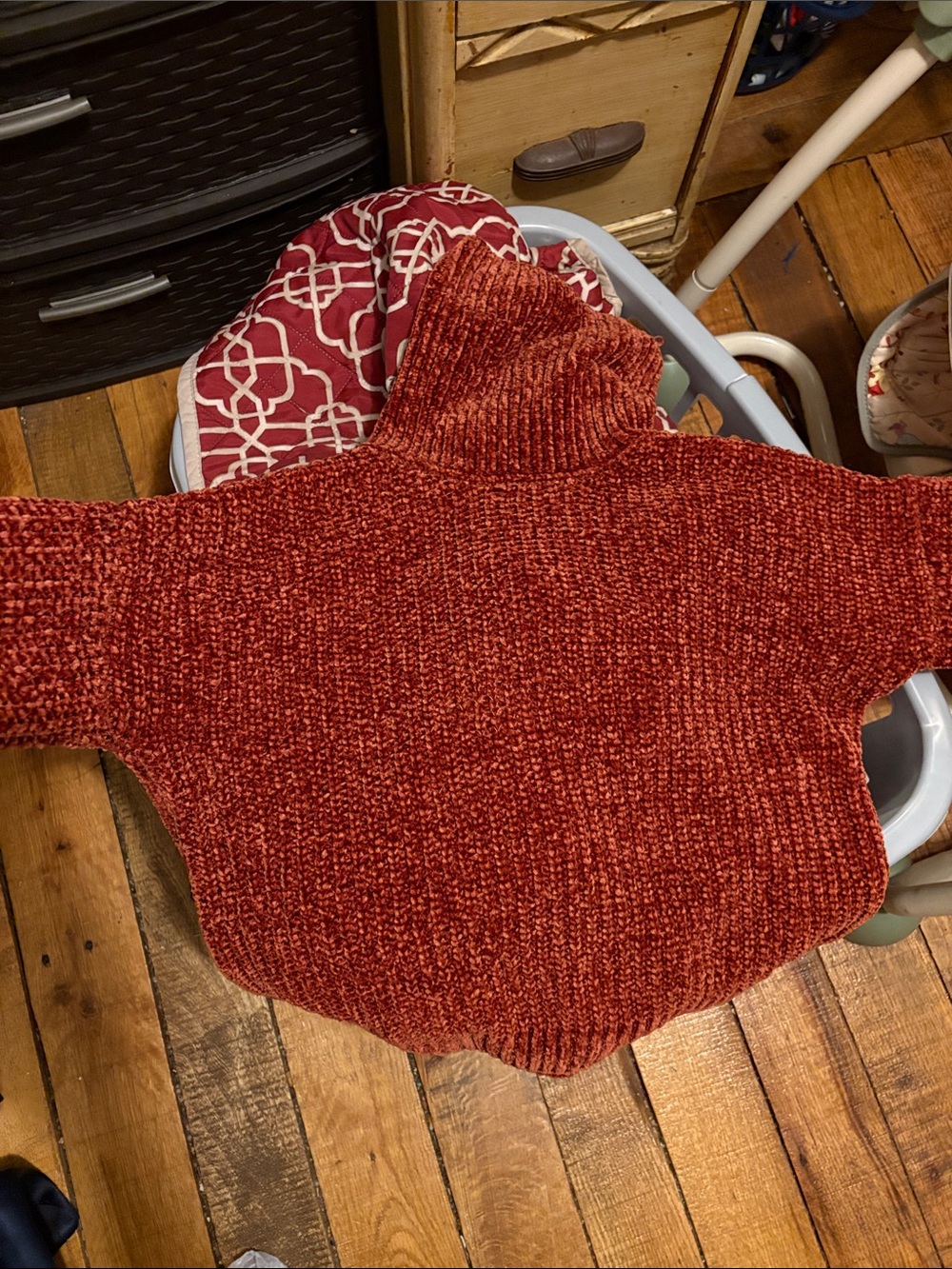 Cozy Chenille Turtleneck Sweater - Rust Red